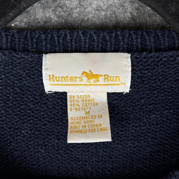 Vintage Hunters Run Sweater Womens Medium Patchwork Americana USA Flag Grandma - Picture 12 of 16